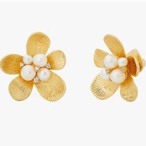 Kate Spade Gold Floral Pearl Cluster Earrings